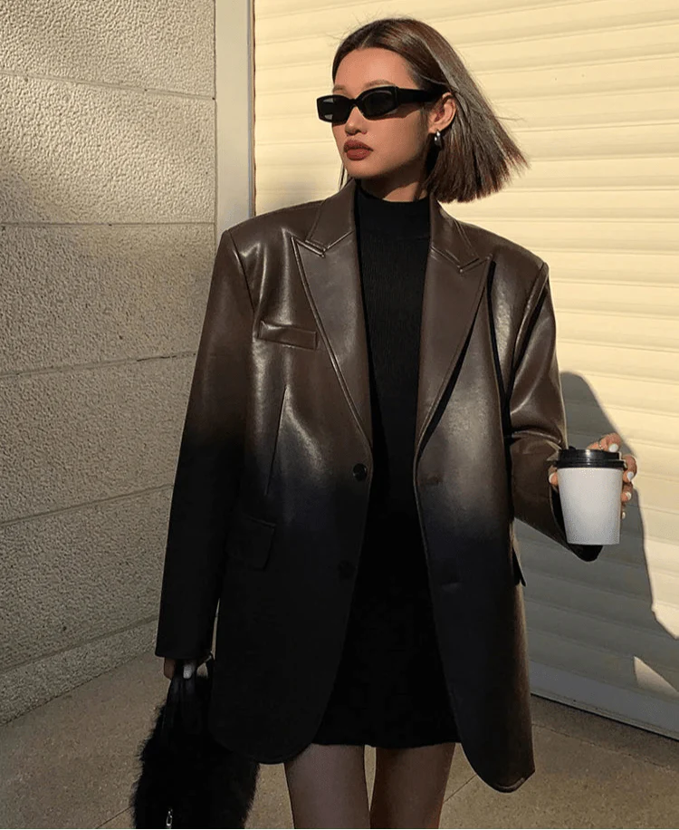 Charice Oversized Leather Blazer